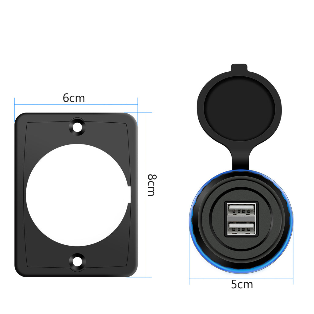 Dual-USB-KFZ-Ladegerät mit LED-Ring