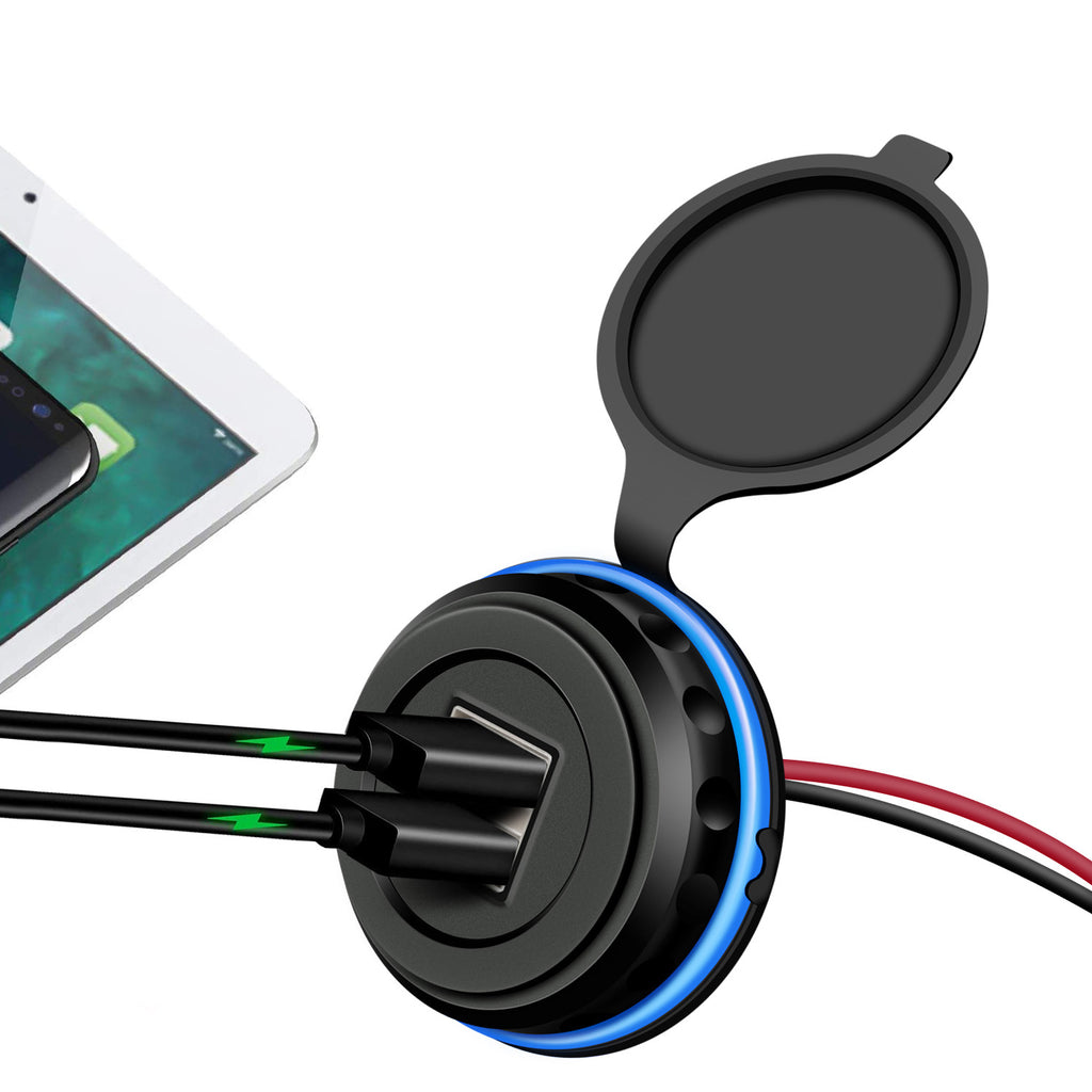 Dual-USB-KFZ-Ladegerät mit LED-Ring