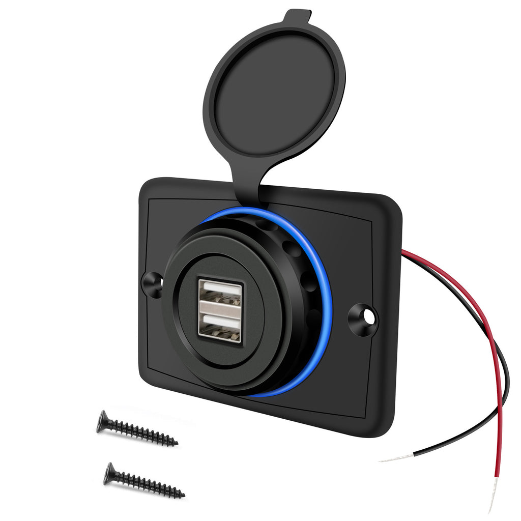 Dual-USB-KFZ-Ladegerät mit LED-Ring