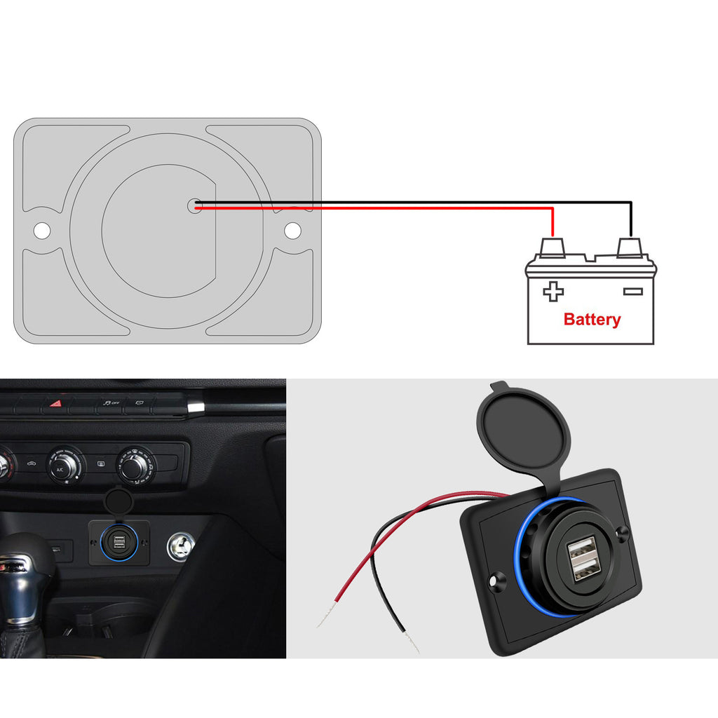 Dual-USB-KFZ-Ladegerät mit LED-Ring