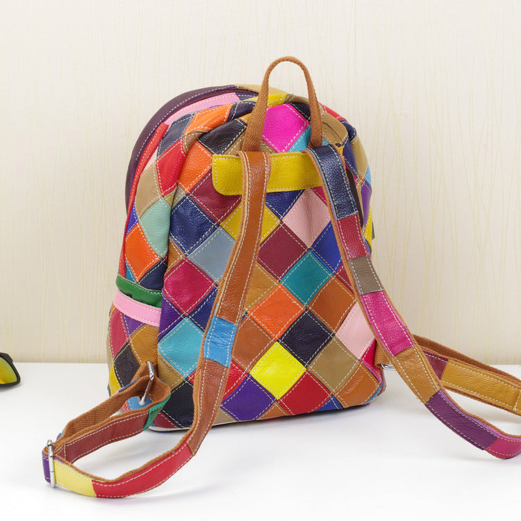 Lederrucksack mit Kontrastfarben – Bild 5 | LuxeStyle