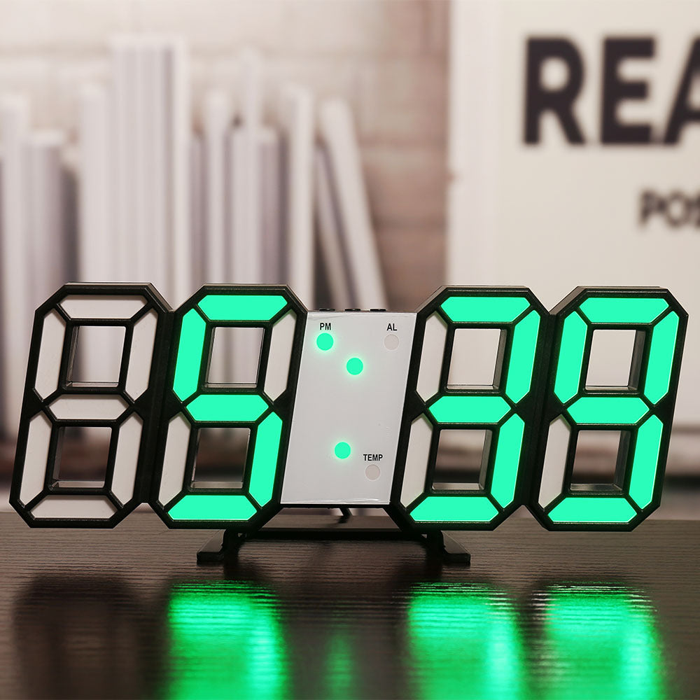 3D-Wanduhr mit Wecker und Thermometer