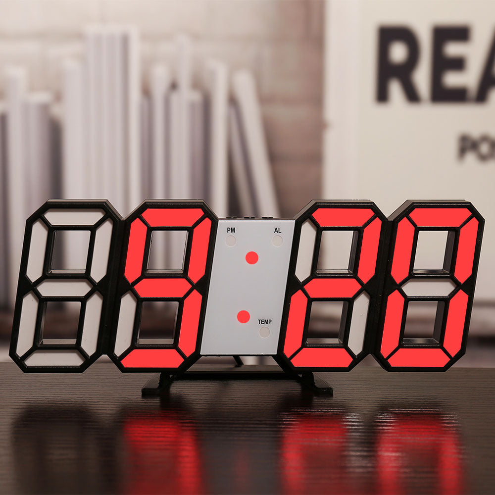 3D-Wanduhr mit Wecker und Thermometer