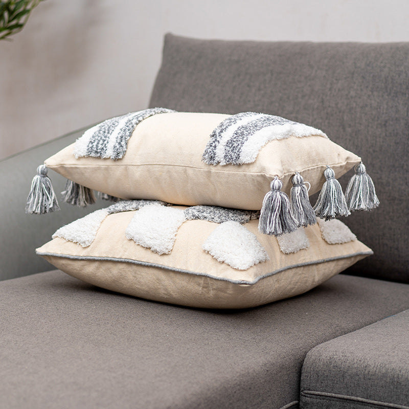 Flow Kissen mit Quasten, gestreift – Bild 6 | LuxeStyle