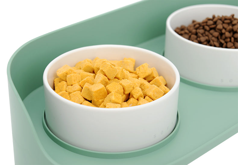 Keramik Doppelnapf für Katze & kleinen Hund – Grau/Weiss – Bild 4 | LuxeStyle
