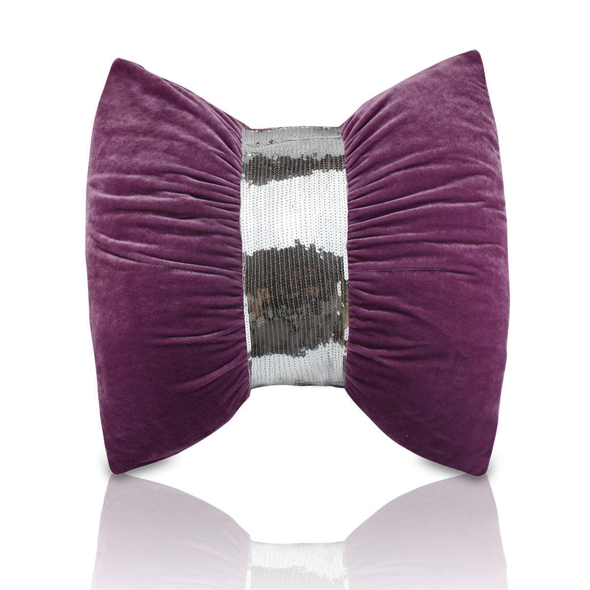 Samt-Pailletten-Kissen mit Schleife – Bild 2 | LuxeStyle