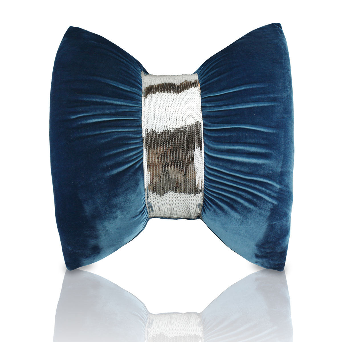Samt-Pailletten-Kissen mit Schleife | LuxeStyle