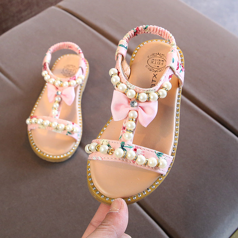 Kinder-Sandalen mit Strass und Perlen | LuxeStyle