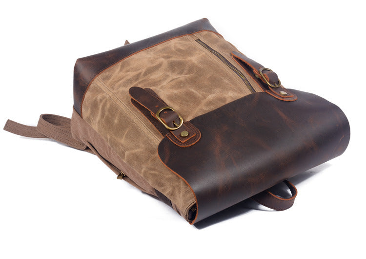 Retro Rucksack aus Wachs-Canvas und Leder – Bild 2 | LuxeStyle