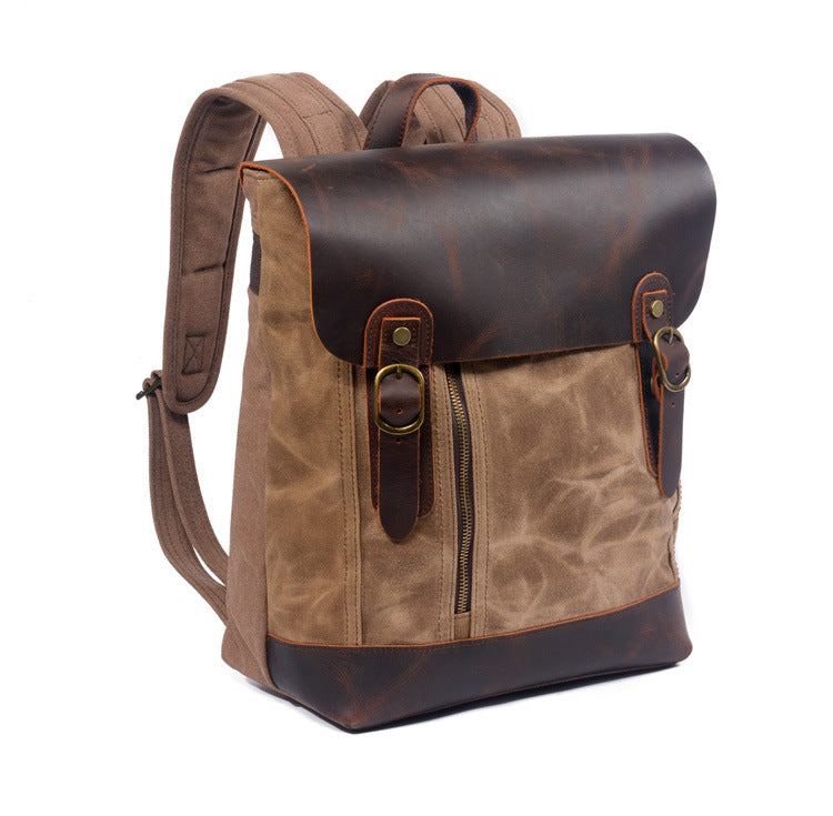 Retro Rucksack aus Wachs-Canvas und Leder – Bild 4 | LuxeStyle