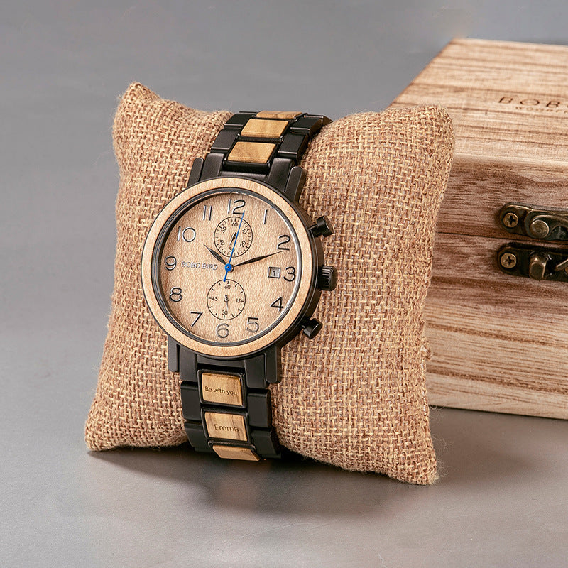Multifunktionale Armbanduhr aus grünem Sandelholz – Bild 2 | LuxeStyle