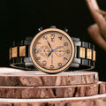 Multifunktionale Armbanduhr aus grünem Sandelholz | LuxeStyle