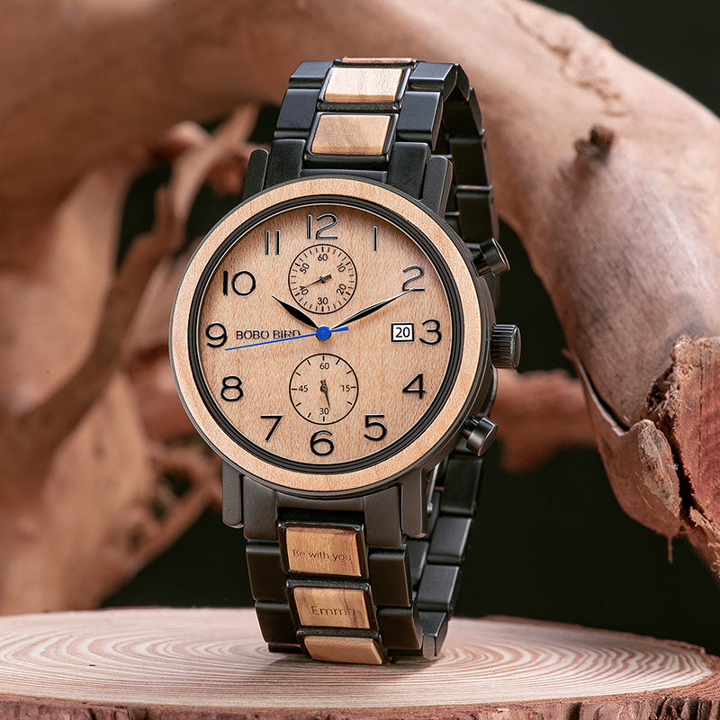 Multifunktionale Armbanduhr aus grünem Sandelholz – Bild 4 | LuxeStyle