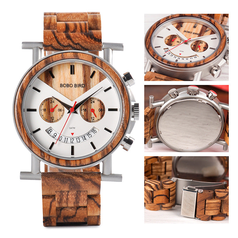 Holz-Armbanduhr mit Fünf-Zeiger-Uhrwerk – Bild 6 | LuxeStyle