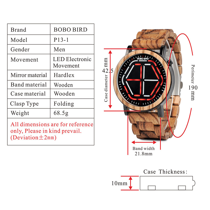 Digitale Armbanduhr aus Holz für Herren | LuxeStyle