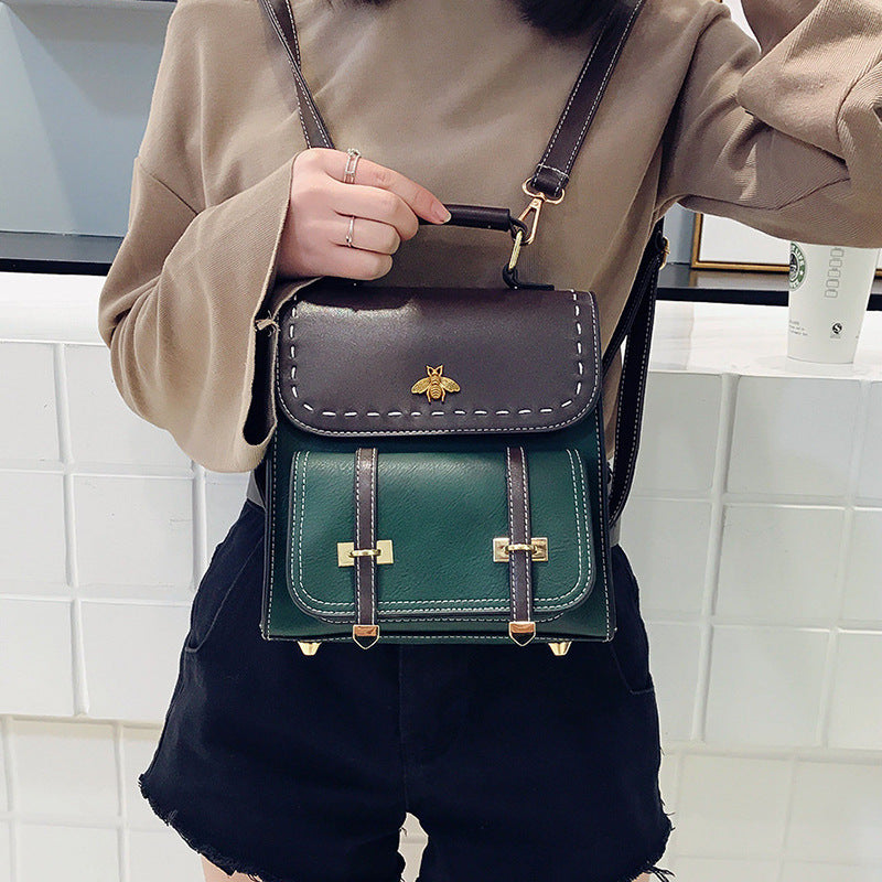 Retro Rucksack für Damen mit Kontrastfarben – Bild 3 | LuxeStyle