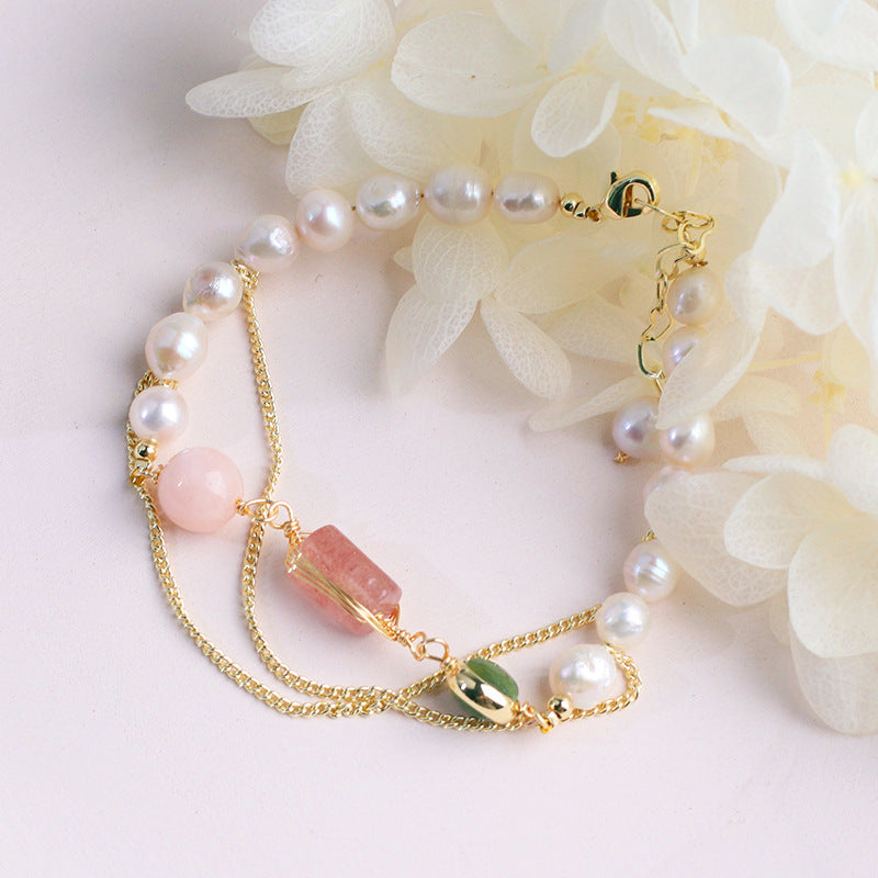 Perlen-Armband mit Erdbeer-Kristallen