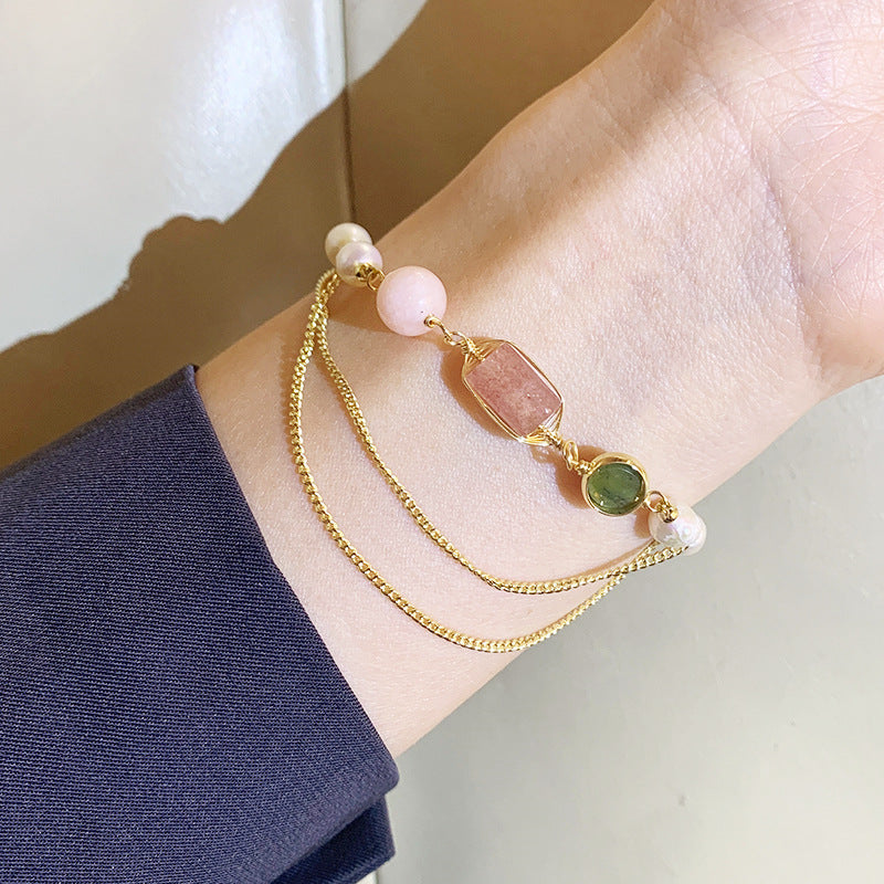 Perlen-Armband mit Erdbeer-Kristallen