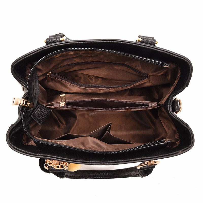 Lederhandtasche mit mehreren Fächern