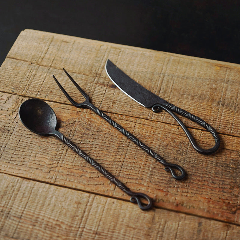 Vintage Besteck-Set, 3-teilig, handgeschmiedet – Bild 3 | LuxeStyle