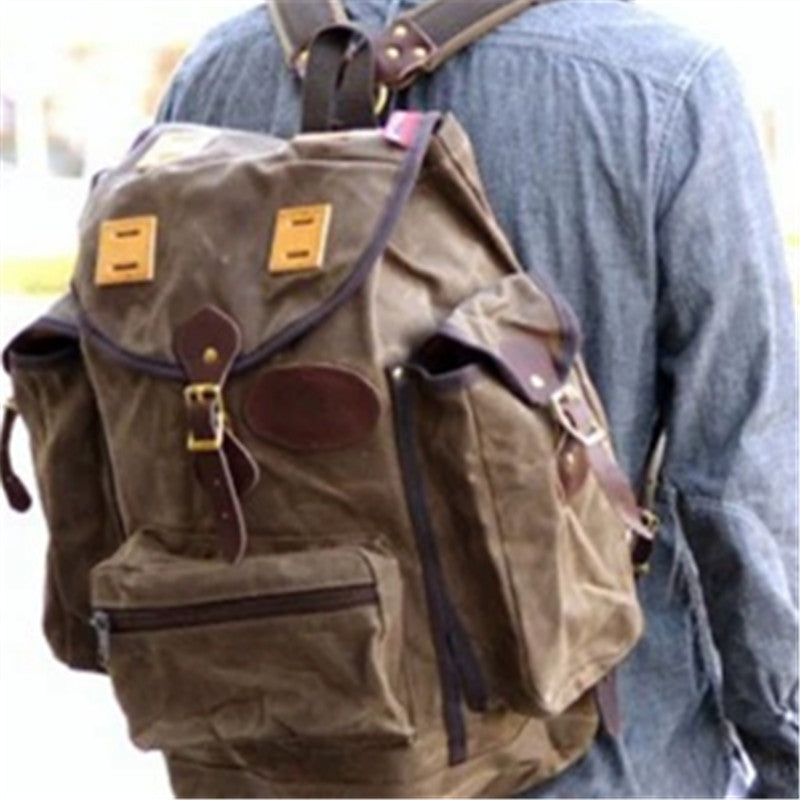 Retro Outdoor Rucksack aus gewachster Baumwolle – Bild 5 | LuxeStyle