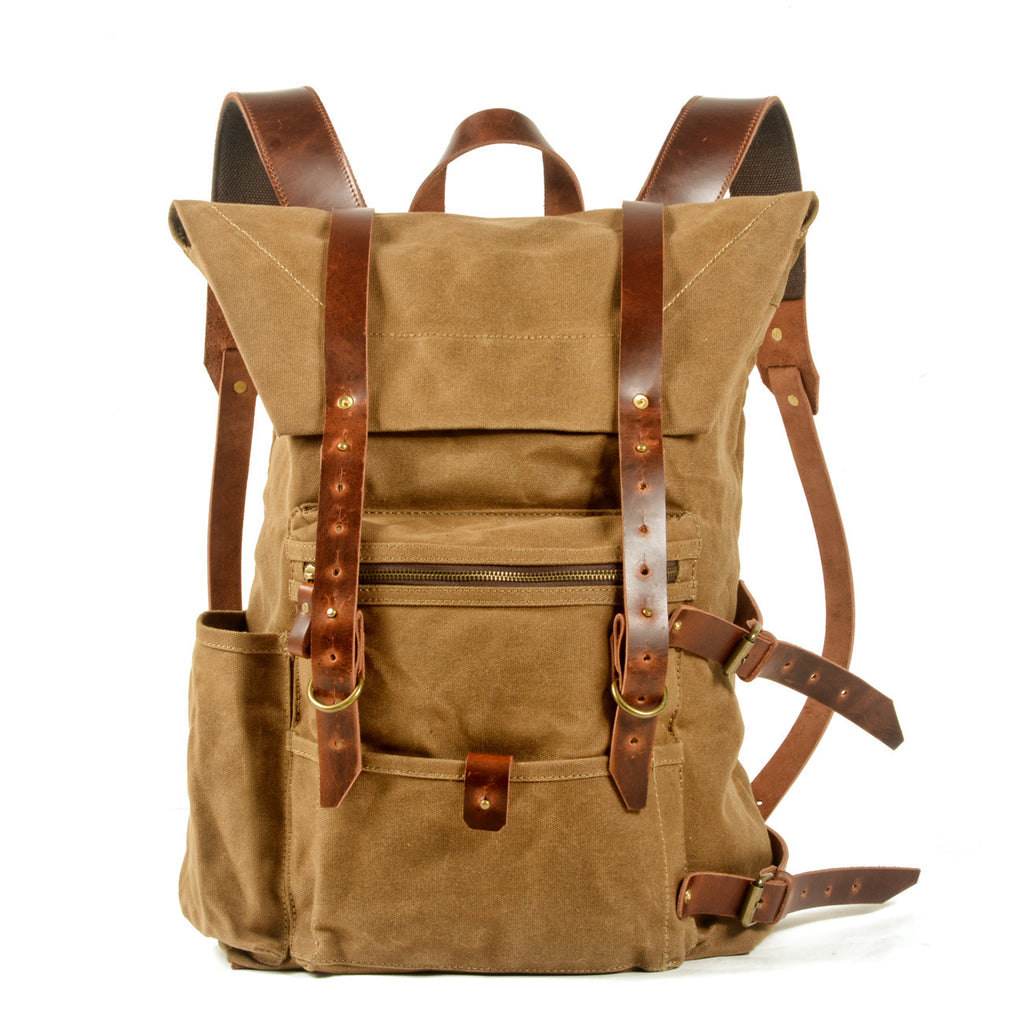 Retro Canvas Rucksack mit Lederdetails – Bild 6 | LuxeStyle