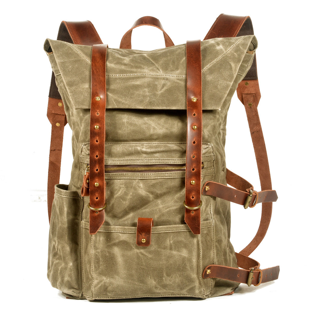 Retro Canvas Rucksack mit Lederdetails – Bild 2 | LuxeStyle