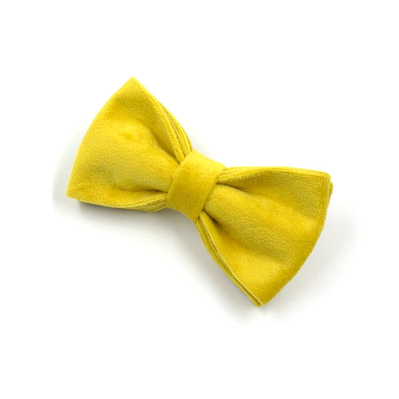 Samtiges Hundehalsband mit Fliege, Gelb – Bild 5 | LuxeStyle