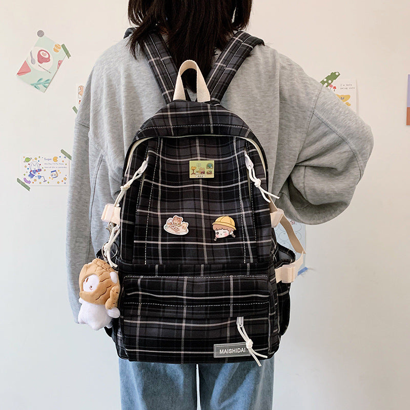 Japanischer Plaid Rucksack für Schule & Freizeit – Bild 5 | LuxeStyle