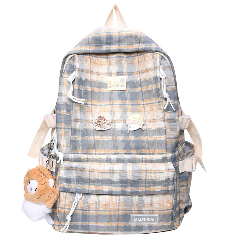 Japanischer Plaid Rucksack für Schule & Freizeit – Bild 6 | LuxeStyle