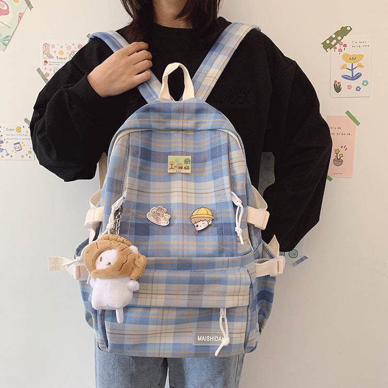 Japanischer Plaid Rucksack für Schule & Freizeit – Bild 4 | LuxeStyle