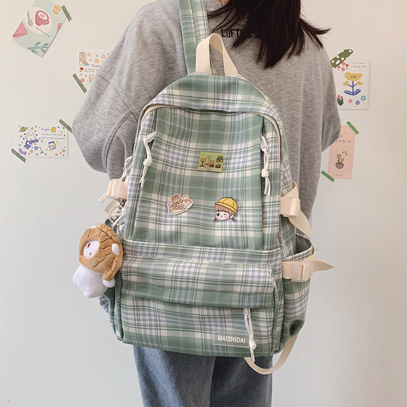 Japanischer Plaid Rucksack für Schule & Freizeit – Bild 2 | LuxeStyle