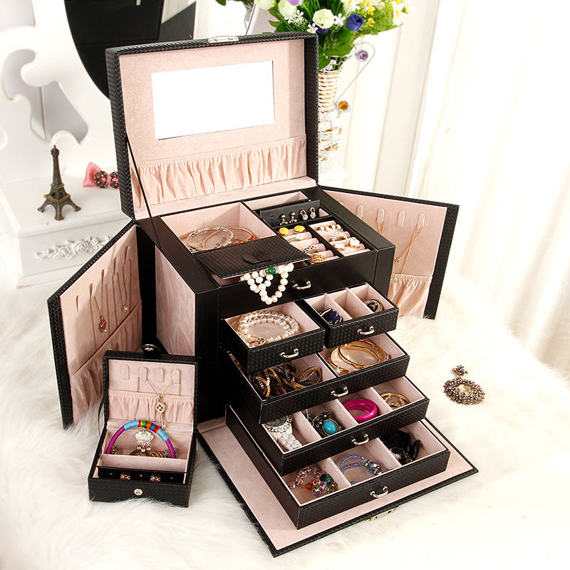 5-lagige Schmuck- und Kosmetikbox aus Leder – Bild 2 | LuxeStyle