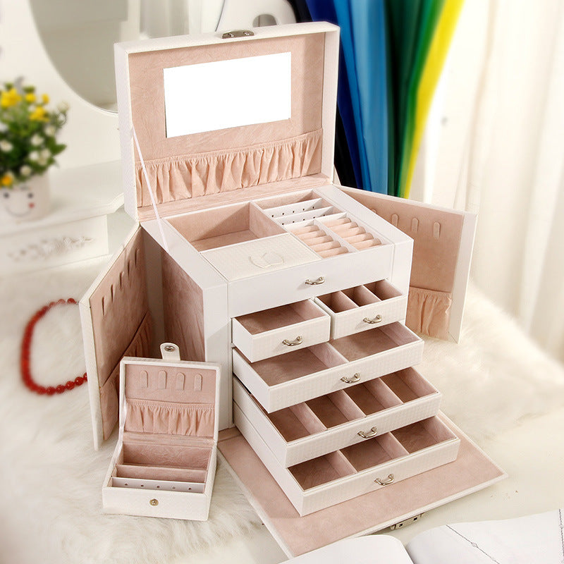 5-lagige Schmuck- und Kosmetikbox aus Leder | LuxeStyle