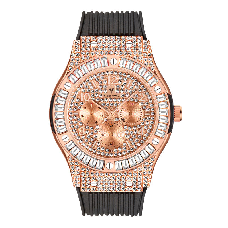 Herrenuhr mit Silikonband und Strass – Bild 4 | LuxeStyle