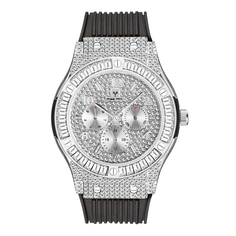 Herrenuhr mit Silikonband und Strass – Bild 6 | LuxeStyle