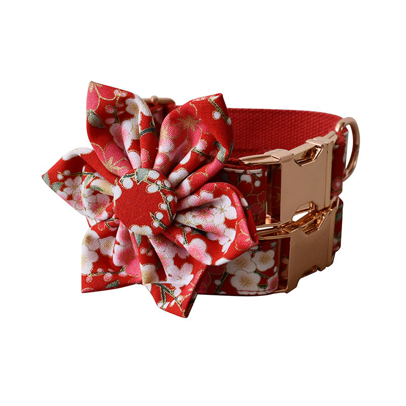 Rotes Blumen-Design Hundeleine & -geschirr Set | LuxeStyle