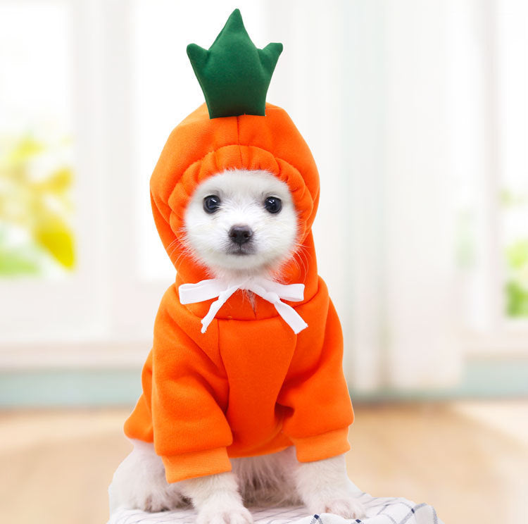 Fleece-Kapuzenpullover für Hunde mit Früchtedesign