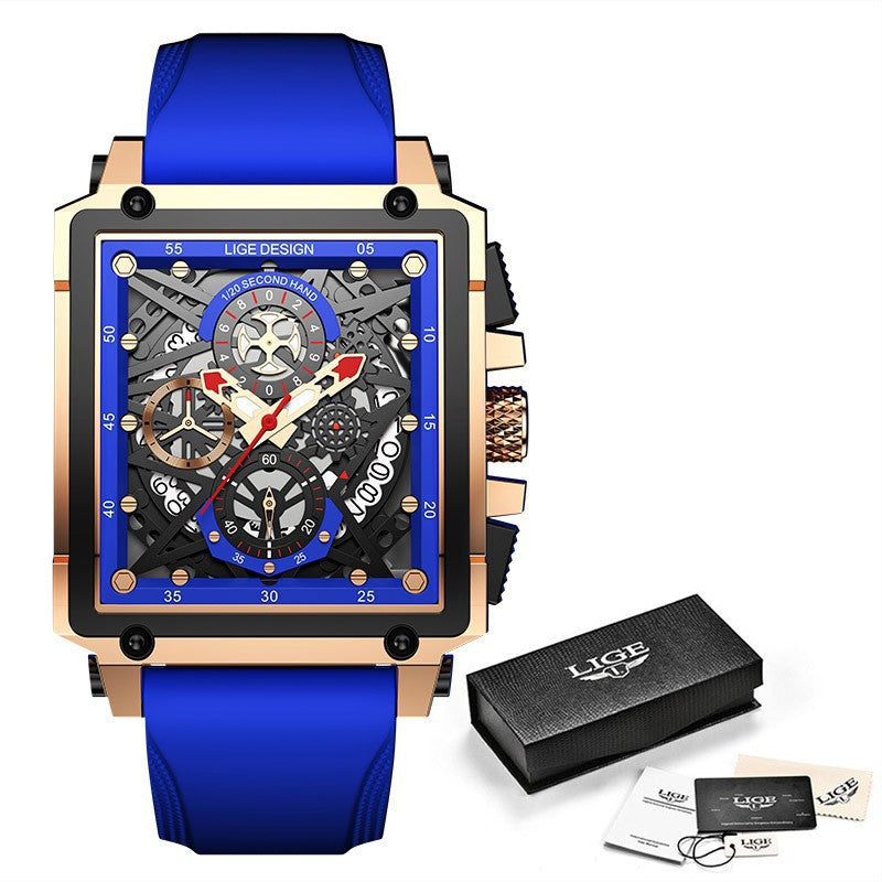Herren Quarzuhr, quadratisch, Chronograph – Bild 7 | LuxeStyle