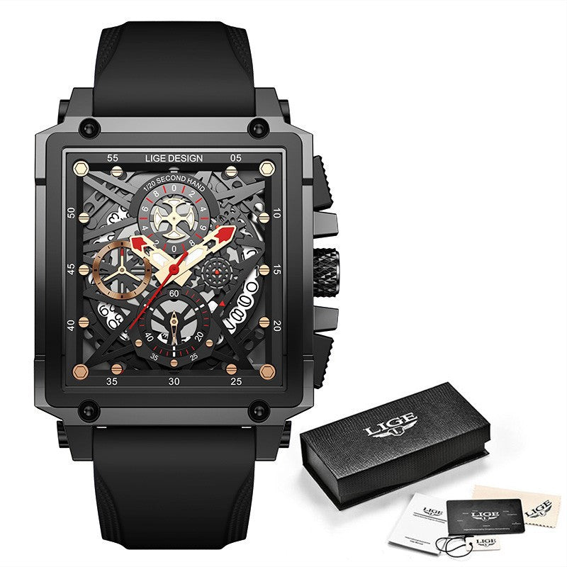Herren Quarzuhr, quadratisch, Chronograph – Bild 5 | LuxeStyle