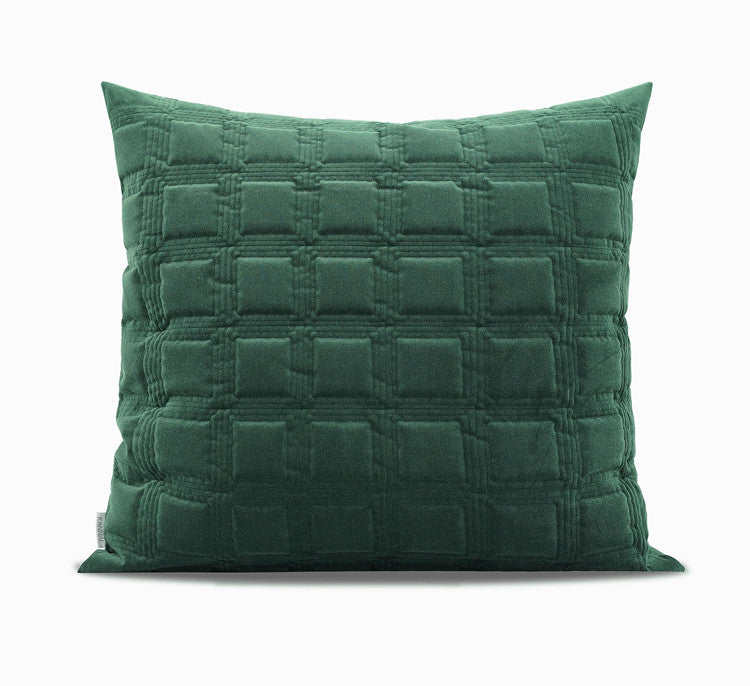 Dunkelgrünes Kissen mit geometrischem Steppmuster – Bild 5 | LuxeStyle