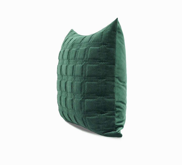Dunkelgrünes Kissen mit geometrischem Steppmuster – Bild 2 | LuxeStyle
