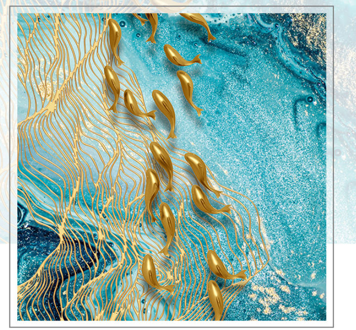 Abstraktes Goldfisch-Leinwandbild – Bild 3 | LuxeStyle
