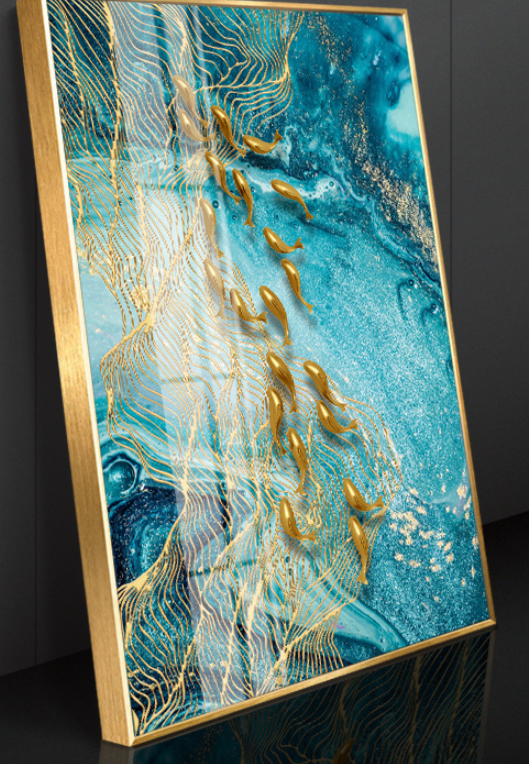 Abstraktes Goldfisch-Leinwandbild – Bild 1 | LuxeStyle