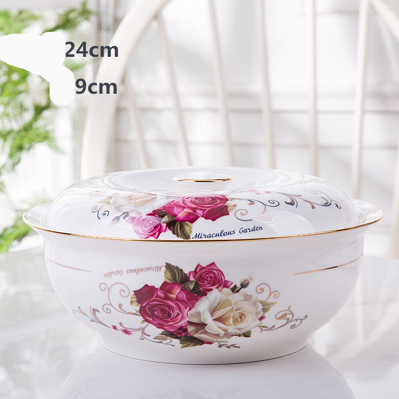 Bone China Suppenschale mit Deckel | LuxeStyle