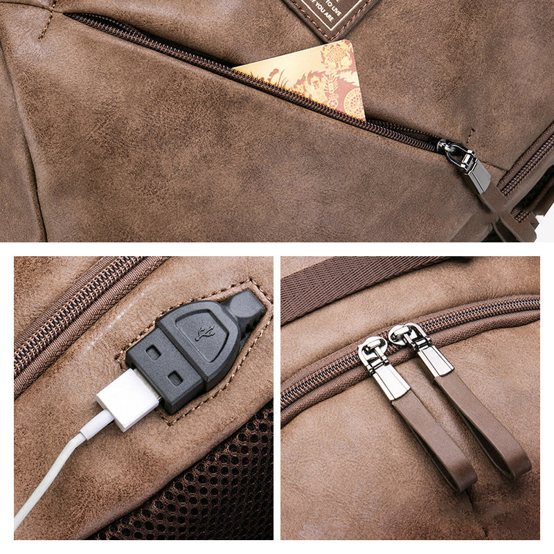 Khaki Rucksack mit grossem Fassungsvermögen – Bild 4 | LuxeStyle