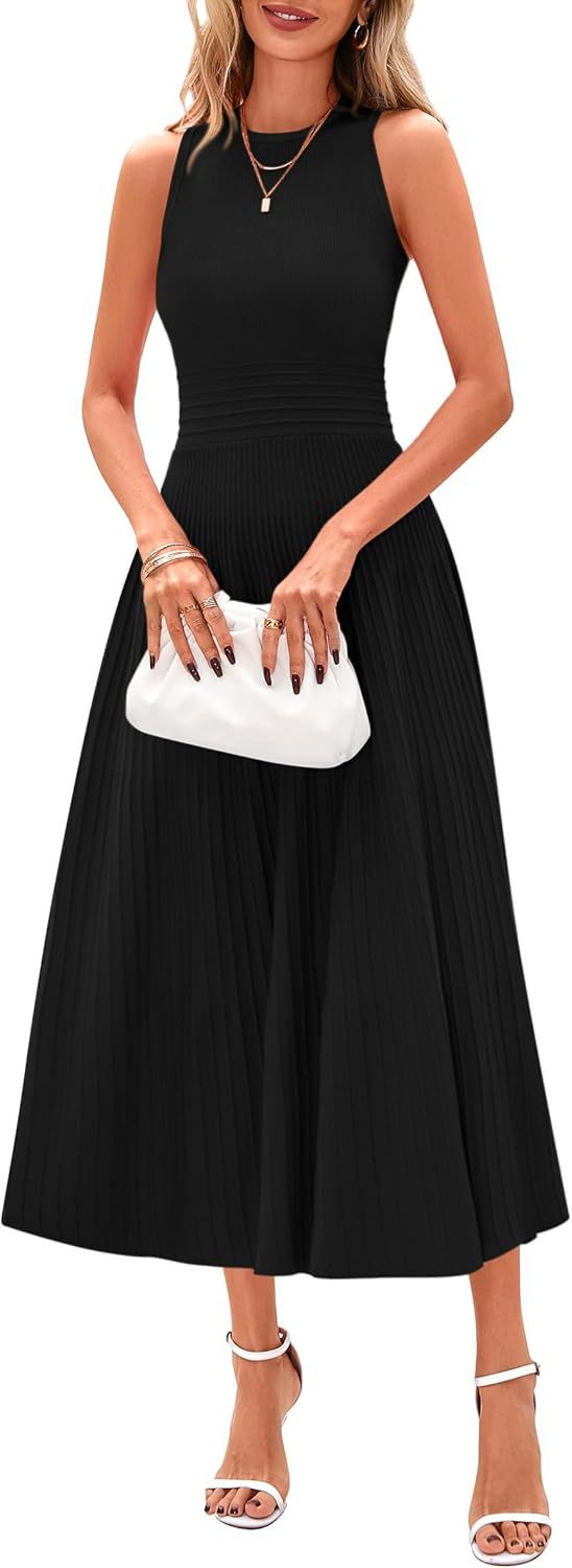 Ärmelloses Midikleid mit A-Linie und Falten – Bild 4 | LuxeStyle