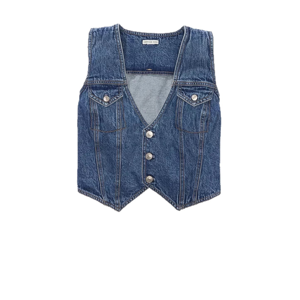 Ärmelloses Jeans-Top mit V-Ausschnitt