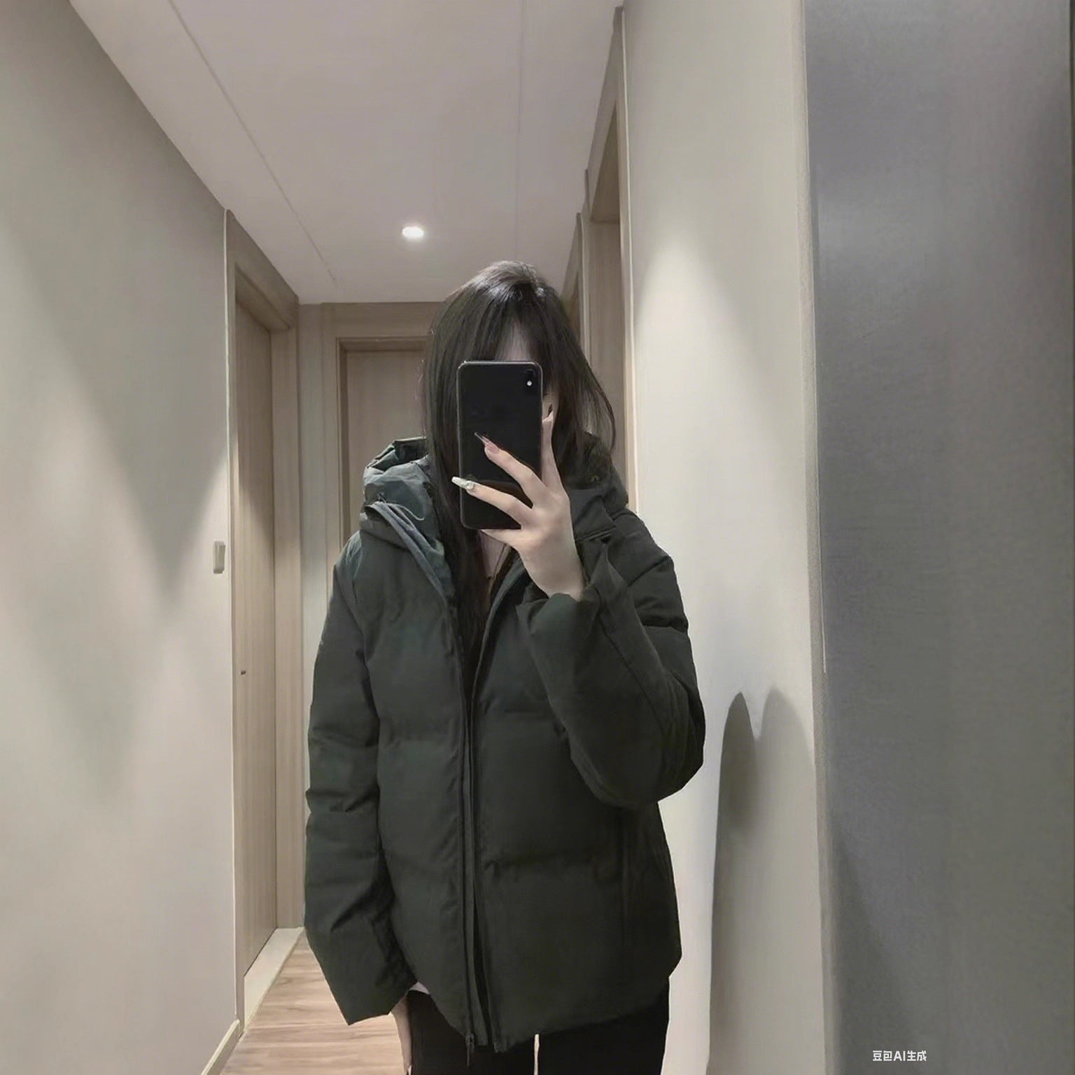 Kurze Kapuzenjacke mit Polyester-Füllung