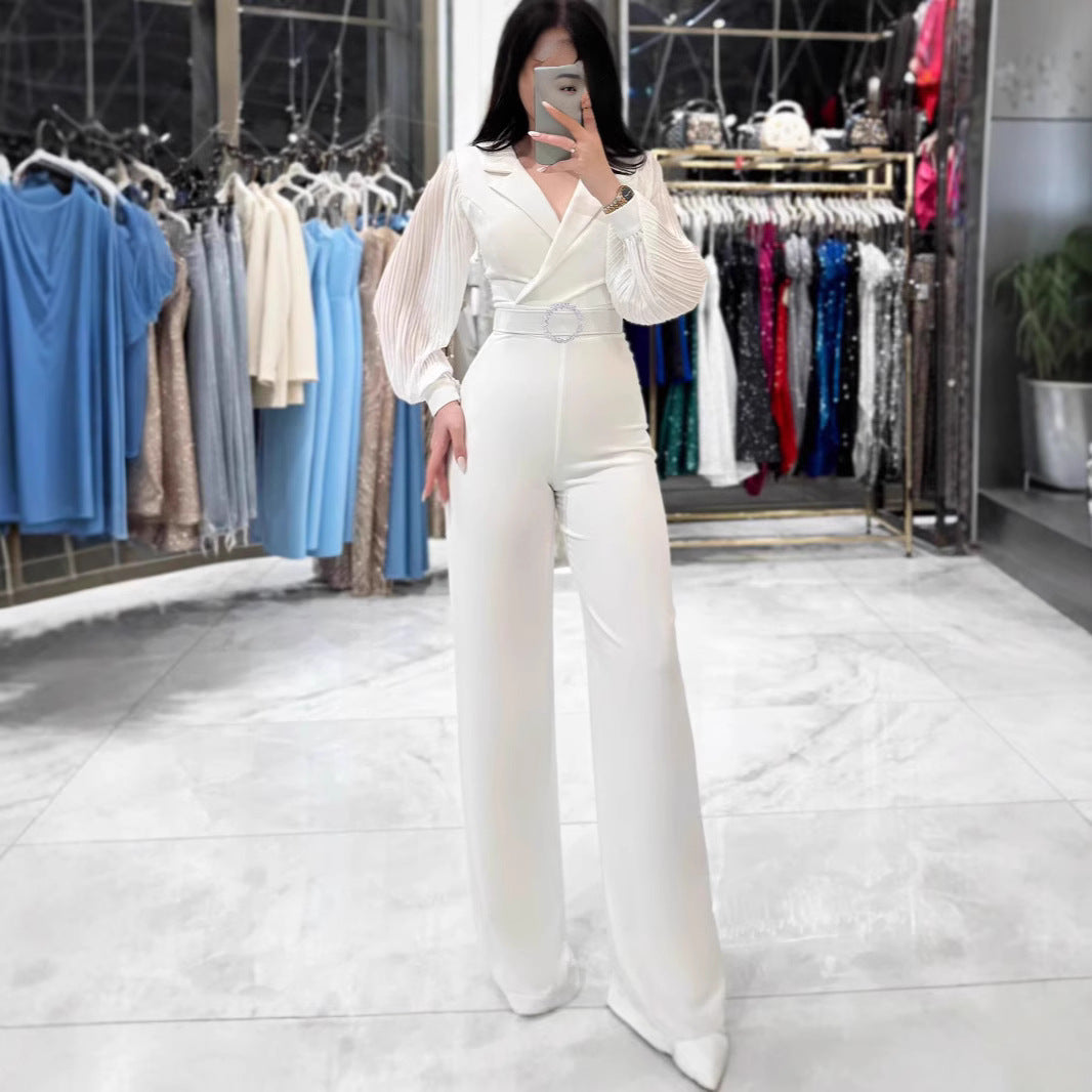 Eleganter Jumpsuit mit Plisseeärmeln